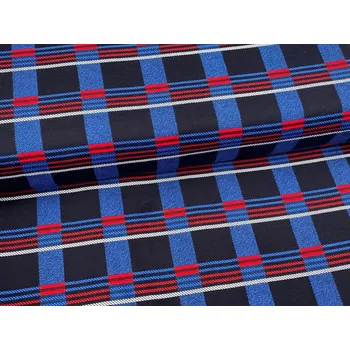 Mirtex Látka FLANEL 165/A3 Kostky černo-modro-červené šíře 150cm Zbytková metráž