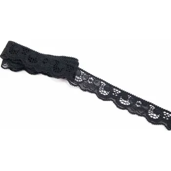 Elastická krajka - černá - šířka 2,2 cm