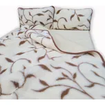 Ovčí Věci souprava z ovčí vlny vzor Lístky deka 140x200