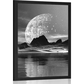 Plakát Dovido Plakát futuristická země v černobílém provedení