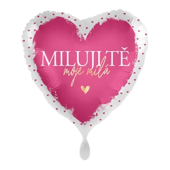 Balónek Premioloon Fóliový balón růžové srdce - Miluji Tě moje milá