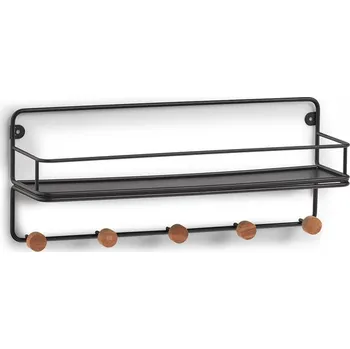 Věšák Nástěnný věšák, kov/dřevo, černý 18916