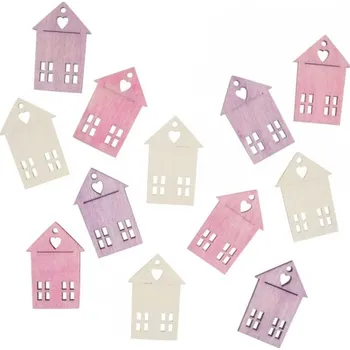 Vánoční dekorace Domy dřevěné 4 cm, 12 ks