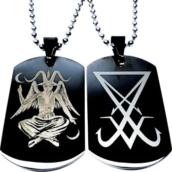 Vojenské psí známky HeLLTag - náhrdelník - Sabbatic Baphomet - DT Black