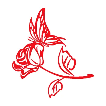 Samolepící dekorace SAMOLEPKA Květina dekor 030 levá růže s motýlkem (10 - červená) NA AUTO, NÁLEPKA, FÓLIE, POLEP, TUNING, VLASTNÍ TEXT, TISK, AUTOSAMOLEPKY.cz, POLEPY, OBRÁZEK, LOGO, SAMOLEPKY