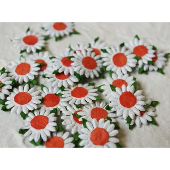 Svatební dekorace Sapaimport Sedmikráska bez drátku - oranžový střed Množství: balení po 20 ks