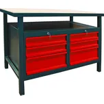DEMA Dílenský pracovní stůl se šesti zásuvkami 40888, antracit/červená