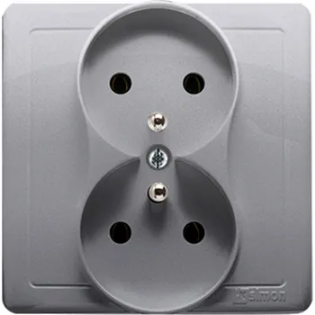 Elektrická zásuvka SIMON BMGZ2/21 dvojitá kolíková zásuvka s uzemněním ocelová