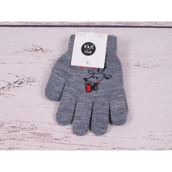 Rukavice Rukavice prstové YO RED0012C šedé se sobem velikost rukavic: 12 cm