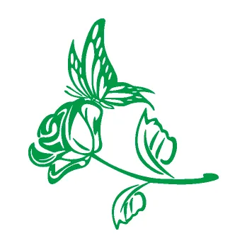 Samolepící dekorace Květina dekor 030 levá růže s motýlkem (12 - zelená) SAMOLEPKA NA AUTO, NÁLEPKA, FÓLIE, POLEP, TUNING, VLASTNÍ TEXT, TISK, AUTOSAMOLEPKY.cz, POLEPY, OBRÁZEK, LOGO, 3D STICKERS