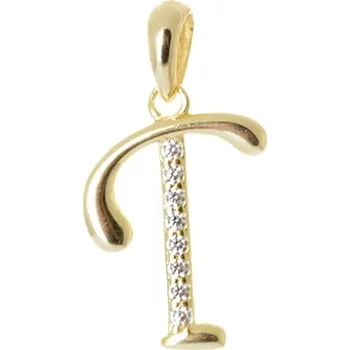 Přívěsek Stříbrný přívěšek písmeno T se zirkony STRZ0877F