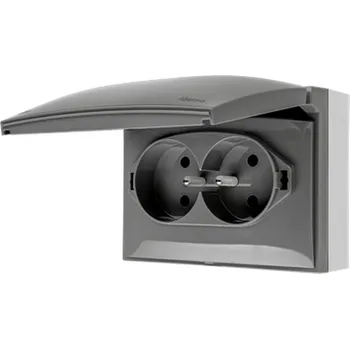 Elektrická zásuvka SIMON ACGZ2/16 Dvojitá kompaktní zásuvka s uzemněním v provedení IP44 - klapka ve stejné barvě jako