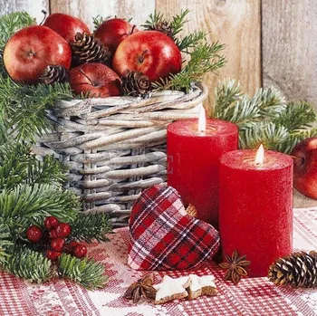 Papírový ubrousek Papírové ubrousky VÁNOČNÍ 3-vrstvé 612003 Svíčky 33/3/20, Alvarak