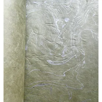 Umělecký papír Sapaimport Nepálský ruční papír Lokta metal - mramor mátová a stříbro Velikost: arch 75x50 cm