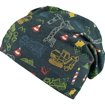 Čepice dětská bavlněná čepice stavební stroje velikost 46