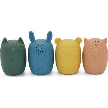 Hračka pro nejmenší PETITE&MARS Hračky silikonové do vody AMIGOS 4 ks 6m+