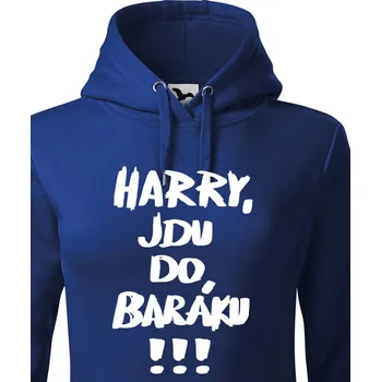 Dámská mikina Dámská mikina Harry, jdu do baráku!!!, Barva Modrá, Velikost XS, Canvas Dámská mikina Bezvatriko.cz 0293