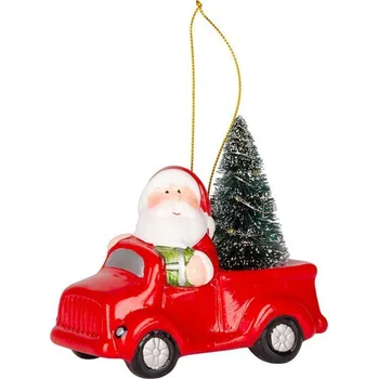Vánoční dekorace Dekorácia MagicHome Vianoce, Santa v aute, LED, terakota, 12,5x6x11,8 cm