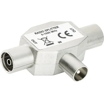 Rozdělovač Rozdělovač koaxiálního kabelu 1x zástrčka 2x zásuvka kovová