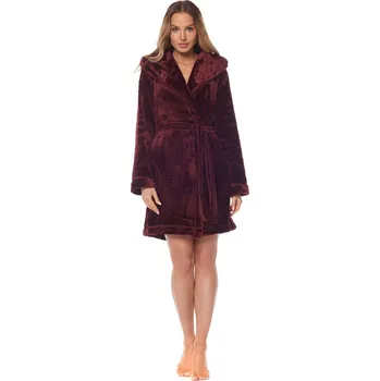 Dámské noční prádlo L&L župan dámský 2121 Rabbit - bordo, XL (Dámský župan L&L 2121)
