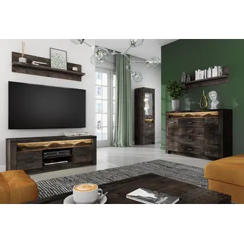 Obývací stěna Obývací stěna INDIANAPOLIS jasan tmavý, Sestava D