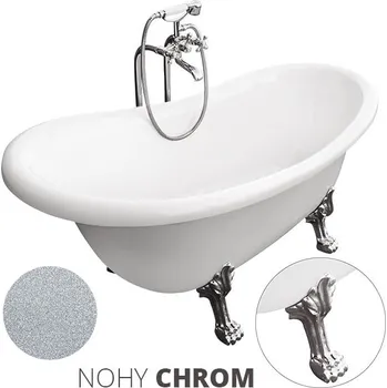 Besco Akrylátová volně stojící vana Otylia Glam S 160x77 (170x77) bez přepadu Rozměry (cm): 170x77, Typ a barva výpustě: bez odpadového sifonu, Barva podpěrných nožek: Chrom