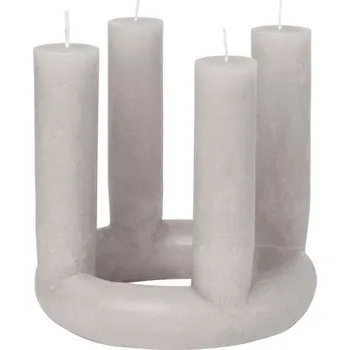 Vánoční dekorace Kulatý adventní svícen 4 svíčky průměr 20 cm Broste LUCILLE - šedý šedá