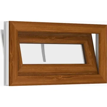 Okno plastové okno sklepní 90x40 cm, sklopné, zlatý dub/bílá, PREMIUM 7000 (Dvoubarevné okno - bílá do interiéru, zlatý dub směrem ven (obrázek je pouze ilustrativní z důvodu technického provedení).)