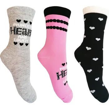 Dívčí ponožky Aura.Via - GNZ8717, růžová/ světle šedá/ černá Barva: Mix barev, Velikost: 28-31