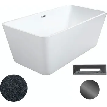 Vana Besco Akrylátová volně stojící vana Evita Glam G 160x80 Barva: Bílá/grafit, Rozměry (cm): 160x80, Typ a barva výpustě: Click-Clack s přepadem, grafit