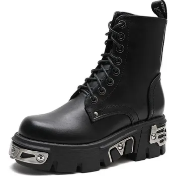 Dámské kozačky Boty na platformě s kovovými vložky GoodDayGirl Barva: Černá, Velikost: 40