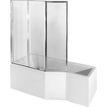 Vana Besco Akrylátová atypická vana s vanovou zástěnou INTEGRA VK 3 150x75 (170x75) Barva: Bílá, Rozměry (cm): 170x75, Orientace: Levá