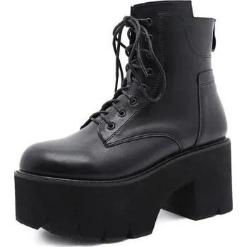 Dámské kozačky Kotníkové boty na masivní platformě GoodDayGirl Fashion Barva: Černá, Velikost: 38