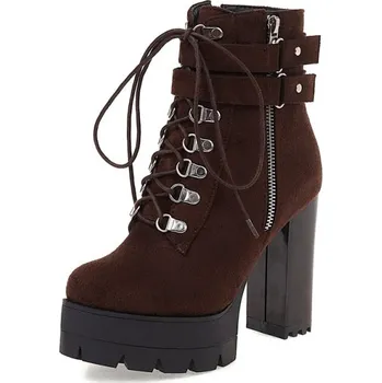 Dámská obuv Kotníkové boty na masivním podpatku GoodDayGirl Fashion Barva: Hnědá, Velikost: 35