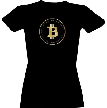 Dámské tričko Tričko s potiskem Bitcoin zlatý kruh dámské
