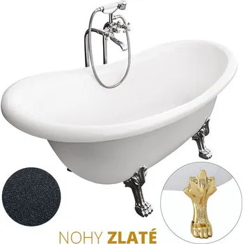 Besco Akrylátová volně stojící vana Otylia Glam G 160x77 (170x77) bez přepadu Rozměry (cm): 160x77, Typ a barva výpustě: bez odpadového sifonu, Barva podpěrných nožek: Zlatá