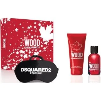 Kosmetická sada Dsquared2 Red Wood Set - EDT 50 ml + sprchový gel 100 ml + maska na spaní Dárková sada