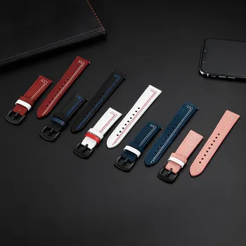 Kožený Barevný Pásek Na Hodinky 20 Mm Barva: Hnědá - Modrá