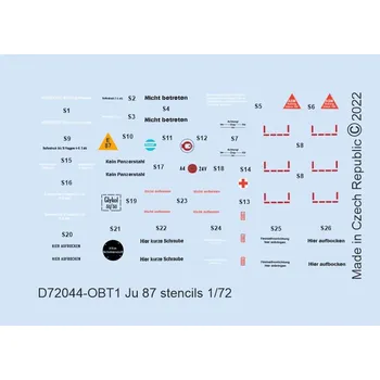 Plastikový model 1/72 Decals Ju 87 stencils (ACAD/AIR/ITAL/REV)