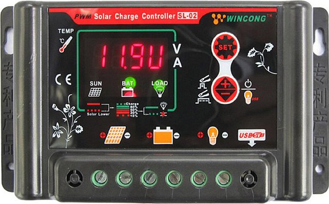 Originální solární PWM regulátor WINCONG SL02B 12V/24V 20A