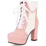 Dvoubarevné šněrovací boty na podpatku GoodDayGirl Barva: Růžová, Velikost: 39