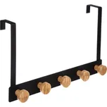 5five Simply Smart Kovový věsák na dveře s 5 háčky, 33 cm, černý