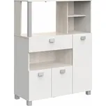 IdeaNabytek Skříňka na mikrovlnnou troubu BASILIC akácie/bílá