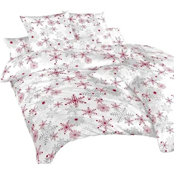 Povlečení DADKA VRACOV Vločky šedé 220 x 200, 2 ks 70 x 90 cm zipový uzávěr