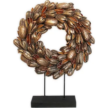 Vánoční dekorace Věnec lusky stojan 42cm zlatá (545685)