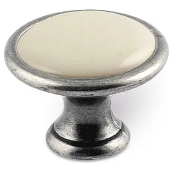 Nábytkové kování Interex design Úchytka knopka GARDE / Starostříbro - slonovinový porcelán