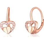 JVD Stříbrné Rose Gold náušnice s růžovými zirkony - srdíčkový vzor SVLE1508XH2RO00