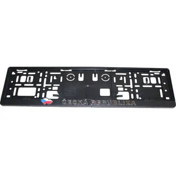 Držák SPZ COMPASS Podložka pod SPZ 3D vlajka, černá, 3D chrom, mapa ČR