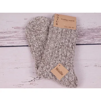 FUSKI BOMA Norské termo ponožky DE21108 teplé hnědobéžový melír s vlnou velikosti ponožek: 26-28 (EUR vel. 39-42)