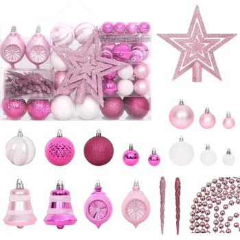 Vánoční ozdoba vidaXL Vánoční ozdoby bílé/růžové 108 ks